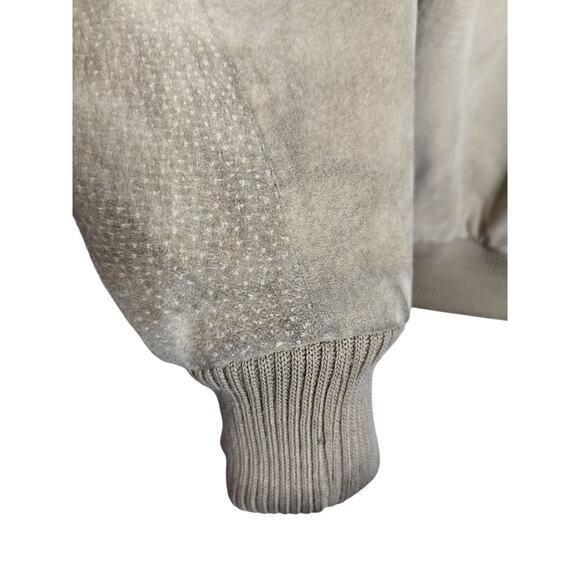 M771)Vtg Copper Key Khaki Suede Leather Full Zip Bomber Jacket Medium - Picture 2 of 13